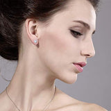 14K  Gold White Created Sapphire Stud Earrings For Women