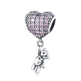 925 Sterling Silver Bear and ball Charm for Women Snake Bracelet Charm