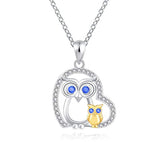 Silver Heart Owl Wisdom Lovely Animal Pendant