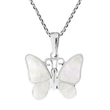 Silver Butterfly White Mother of Pearl Necklace Pendants