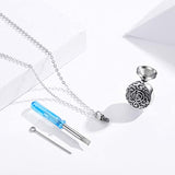 Rose Flower Ashes Necklace S925 Sterling Silver Vintage Oxidized Memorial Pendant Necklace Family Jewelry with Fill Kit and Gift Box