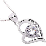 Sterling Silver Daddy's Girl Love Forever Love Heart Cubic Zirconia Pendant Necklace