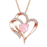  silver Heart Necklace Gold Plated Cubic Zirconia Opal Pendant Necklaces