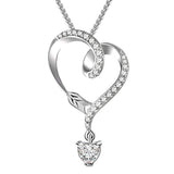 Silver Heart Cublic Ziron Infinity Arrow Heart Pendant Necklaces