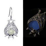 925 Sterling Silver Bat Drop Earrings Cute Animal Glowing in The Dark Halloween Jewelry Gift for Women Girl