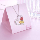 925 Sterling Silver Ladybug and flower Pendant Necklace Jewelry for Women