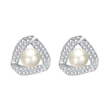 Pearl Triangle Stud Earrings