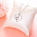 925 Sterling Silver Animal Jewelry Sea Otter Heart Pendant Necklace for Women