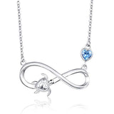 Silver Blue Opal Heart Sea Turtle Pendant Infinity Necklace