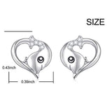 Sterling Silver Dolphin heart stud Earrings Animal Stud Earrings for Women Girlfriend Daughter Gift