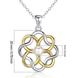 S925 Sterling silver Endless Love Pearl Irish Celtic Knot Necklace Gold Plated Silver Knot Pendant Necklace for Women