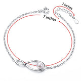 S925 Sterling Silver Sideways Infinity Cross Adjustable Bracelet For Women