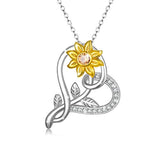 925 Sterling Silver Sunflower Pendant Necklace Sunshine Necklace Jewelry for Women