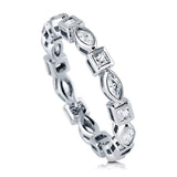 Sterling Silver 1.6 ct.tw Marquise Cubic Zirconia CZ Wedding Anniversary Eternity Band Ring