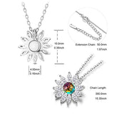 Colorful Sunflower Pendant Necklaces 925 Sterling Silver with Cubic Zirconia Jewelry for Women