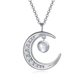 Silver CZ Moon Necklace