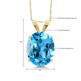 14K  Gold Swiss Blue Topaz Pendant Necklace For Women