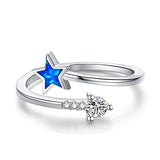 Silver Star Ring Open Opal Ring
