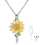 Silver Sunflower Urn Necklace