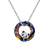  Silver Cute Animal with Crystal Pendant Necklace Panda Jewelry 
