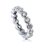 Rhodium Plated Sterling Silver Cubic Zirconia CZ Bubble Anniversary Wedding Eternity Band Ring
