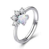 Silver Synthetic Opal Dog Ring 