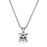 Rhodium Plated Sterling Silver Solitaire Anniversary Wedding Pendant Necklace Made with Swarovski Zirconia Princess Cut