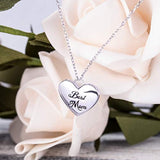 Sterling Silver White Gold-Plated Heart Pendant Necklace for Women,18 inches