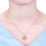 14K White Gold CZ Heart Pendant Necklace for Women