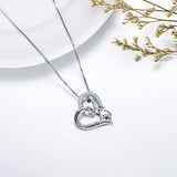 925 Sterling Silver Always My Daughter Forever My Friend Cute Elephant Love Heart Pendant Necklace for Daughter Gift, Crystal