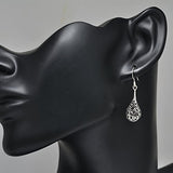 925 Oxidized Sterling Silver Bali Inspired Filigree Puffed Raindrop Dangle Hook Earrings