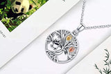 Lovely Panda  Animal Necklace,925 Sterling Silver Tree of Life Panda Pendant Jewelry Necklace For Women