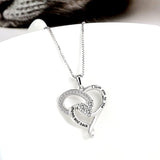 925 Sterling Silver I Love You To The Moon and Back Love Heart Pendant Necklace for Women