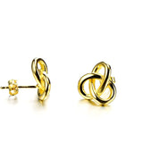 Mother's Day Gifts Celtic Knot Stud, Gold Earrings In Sterling Silver Interlocking Circle Drop of Water Tricyclic Stud Earrings For Women