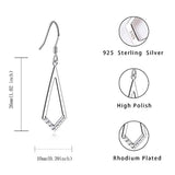 S925 Sterling Silver  Rhombus Shaped Dangle Drop Earrings | Minimalist Geometric Jewelry for Girls and Women