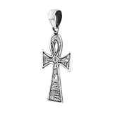 Eternal ANKH Cross with Hieroglyphics 925 Sterling Silver Pendant