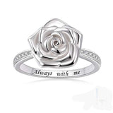 Silver Rose Flower urn Ring 