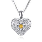 Silver Cameo Sunflower Locket Necklace