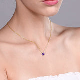 14K  Gold Purple Amethyst Pendant Necklace For Women