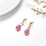Sterling Silver Pink Opal Oval Drop Earrings, Opal Drop Earrings for Girls Women