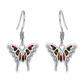 Opal Gem Butterfly Drop Dangle Earrings