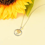 Sunflower Necklace - S925 Sterling Silver Jewelry Heart Pendant For Women Girls You Are My Sunshine I Love You
