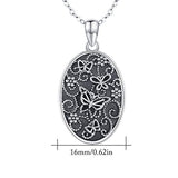 Butterfly Locket Necklace That Holds Picture Sterling Silver Vintage Oxidized Flower Photo Locket Pendant Necklaces Fashion Jewelry for Women