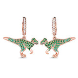 Silver Dinosaur Drop Earrings
