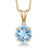 14K Yellow Gold Aquamarine and Sapphire Pendant Necklace