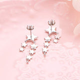 Sterling Silver Stud Star Drop Earrings for Women Girls Hypoallergenic Ear Jewelry