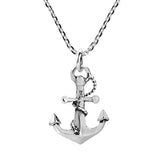 Nautical Rope and Anchor 925 Sterling Silver Pendant Necklace