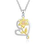 Wholesale  Sunflower Love Heart Pendant Necklace