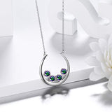 Moon Jewelry Women 925 Sterling Silver Mystic Rainbow Topaz Necklace Fire Topaz Cresent Moon Birthday Gift