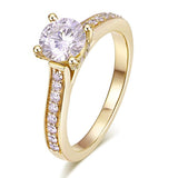 14K Gold Brilliant Cut Halo Solitaire Moissanite Engagement Rings for Ladies